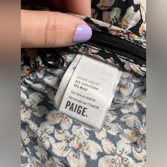 PAIGE Azul Floral Puff Sleeve Black and White Blouse XS - Picture 11 of 12